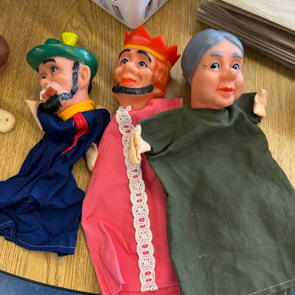 Colorful vintage Hand Puppet Trio